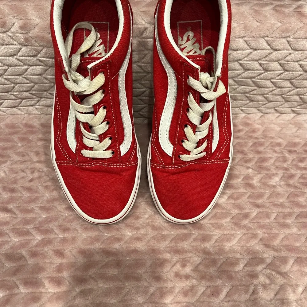 Vans Red & White Old Skool Low-Top Sneakers